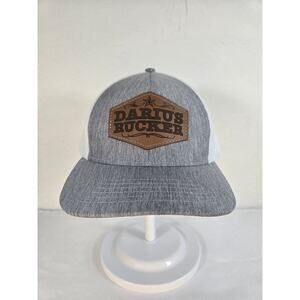 Darius Rucker Branded Snapback Trucker Hat With A Brown Leather Patch Logo.